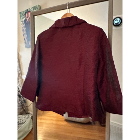 J.R. Nites by Caliendo Women’s Jacket Size 8 Burgundy Ruffle Trim Beaded Evening - Picture 3 of 8